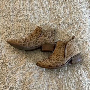 Leopard Print Leather Ankle Boots